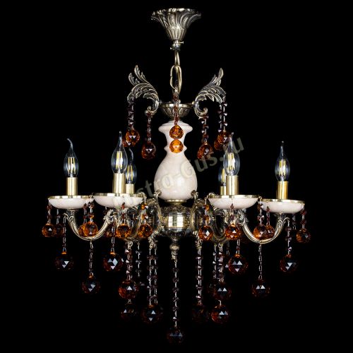 Люстра бронзовая Алфея №6 с камнем шар чайная в Новосибирске Гусь Хрустальный