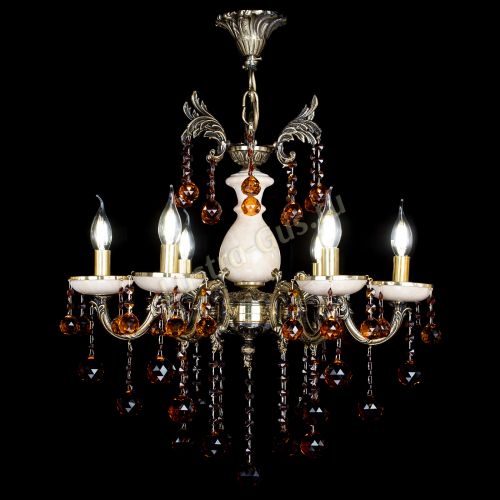 Люстра бронзовая Алфея №6 с камнем шар чайная в Новосибирске Гусь Хрустальный