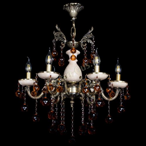 Люстра бронзовая Алфея №6 с камнем шар чайная в Новосибирске Гусь Хрустальный