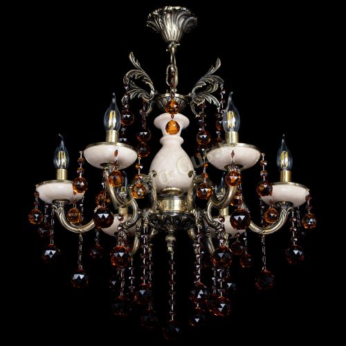 Люстра бронзовая Алфея №6 с камнем шар чайная в Новосибирске Гусь Хрустальный