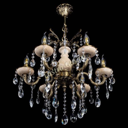 Люстра бронзовая Алфея №6 с камнем шар в Новосибирске Гусь Хрустальный