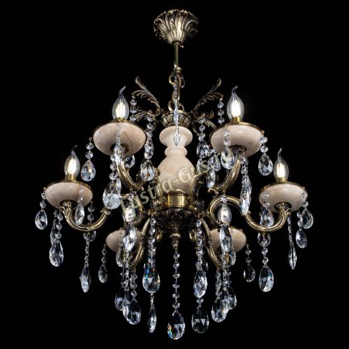 Люстра бронзовая Алфея №6 с камнем шар в Новосибирске Гусь Хрустальный