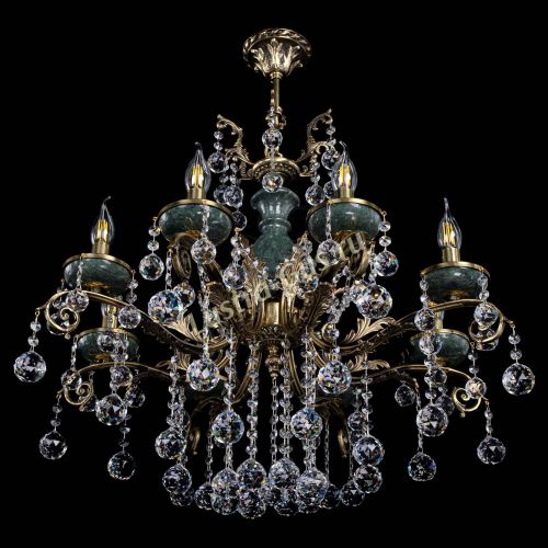 Люстра бронзовая Алфея Малахит №8 шар в Новосибирске Гусь Хрустальный