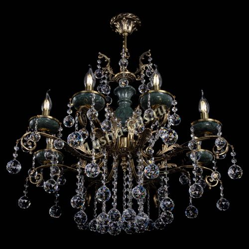 Люстра бронзовая Алфея Малахит №8 шар в Новосибирске Гусь Хрустальный