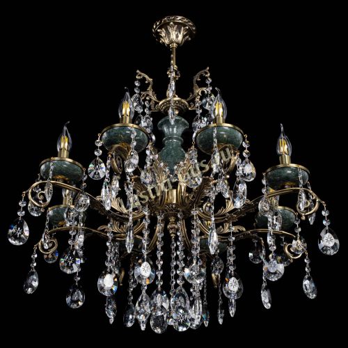 Люстра бронзовая Алфея Малахит №8 звездочка в Новосибирске Гусь Хрустальный