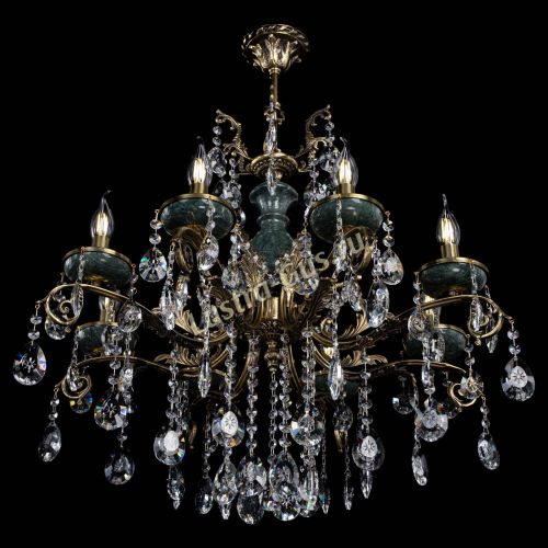 Люстра бронзовая Алфея Малахит №8 звездочка в Новосибирске Гусь Хрустальный