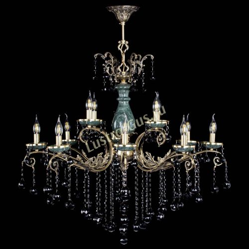 Люстра бронзовая Алфея Малахит №12 шар черная в Новосибирске Гусь Хрустальный