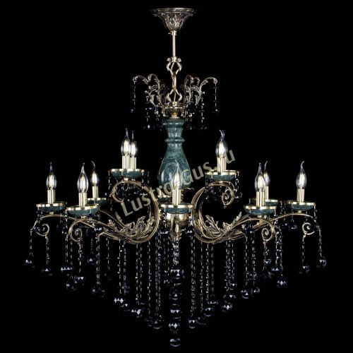 Люстра бронзовая Алфея Малахит №12 шар черная в Новосибирске Гусь Хрустальный