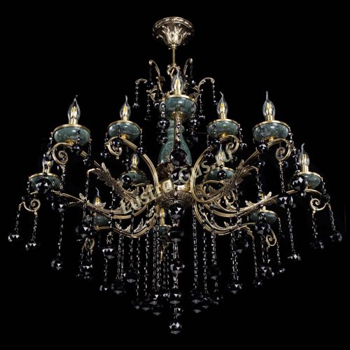 Люстра бронзовая Алфея Малахит №12 шар черная в Новосибирске Гусь Хрустальный