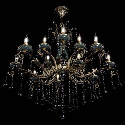 Люстра бронзовая Алфея Малахит №12 шар черная в Новосибирске Гусь Хрустальный