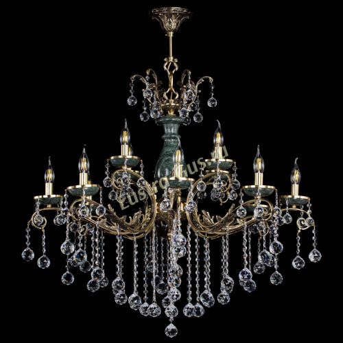 Люстра бронзовая Алфея Малахит №12 шар в Новосибирске Гусь Хрустальный