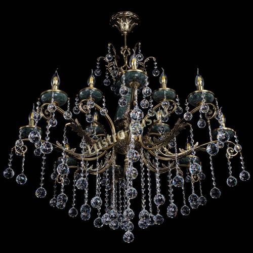 Люстра бронзовая Алфея Малахит №12 шар в Новосибирске Гусь Хрустальный