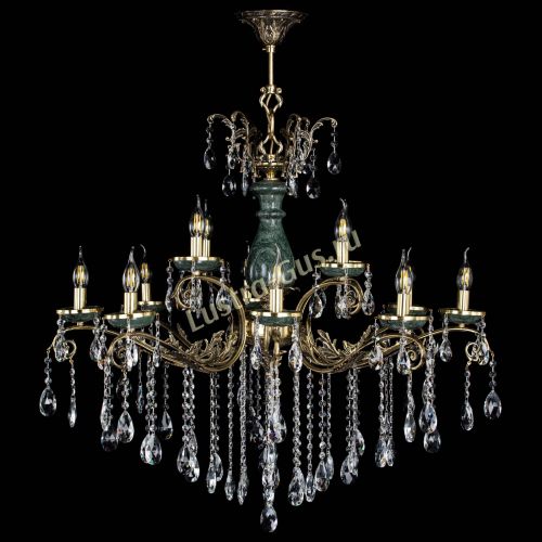 Люстра бронзовая Алфея Малахит №12 журавлик в Новосибирске Гусь Хрустальный