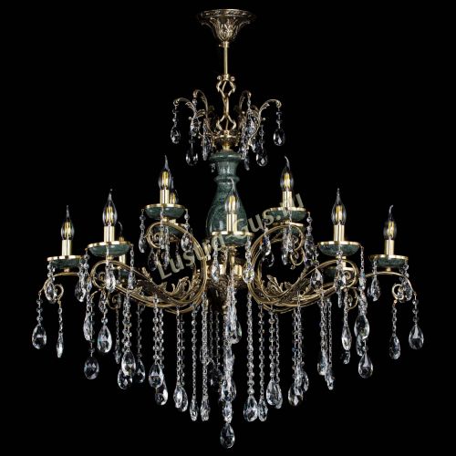 Люстра бронзовая Алфея Малахит №12 журавлик в Новосибирске Гусь Хрустальный