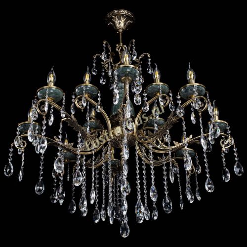 Люстра бронзовая Алфея Малахит №12 журавлик в Новосибирске Гусь Хрустальный