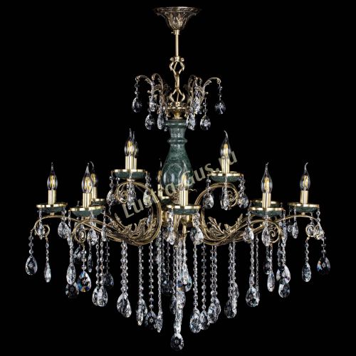 Люстра бронзовая Алфея Малахит №12 звездочка в Новосибирске Гусь Хрустальный