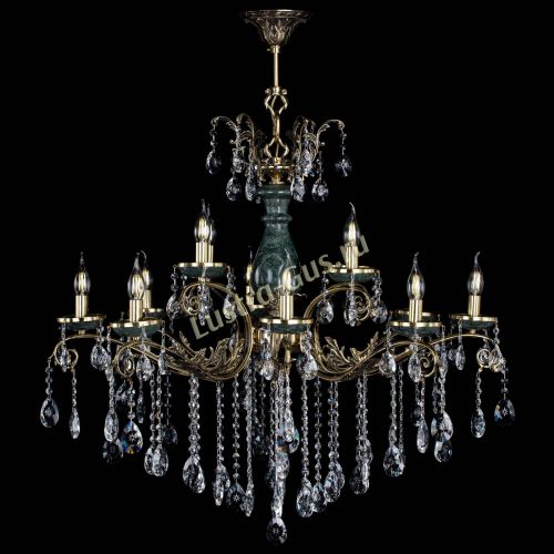 Люстра бронзовая Алфея Малахит №12 звездочка в Новосибирске Гусь Хрустальный