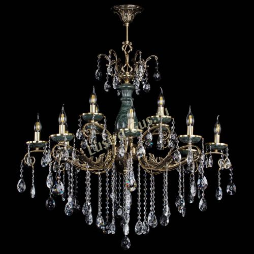 Люстра бронзовая Алфея Малахит №12 звездочка в Новосибирске Гусь Хрустальный