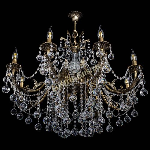 Люстра бронзовая Кассандра Алфея №8/1 шар в Новосибирске Гусь Хрустальный