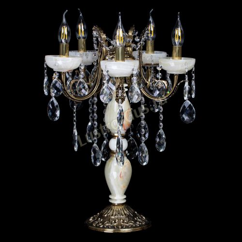 Настольная лампа Антик №5 с камнем в Новосибирске Гусь Хрустальный