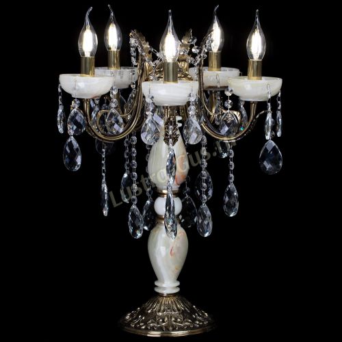 Настольная лампа Антик №5 с камнем в Новосибирске Гусь Хрустальный