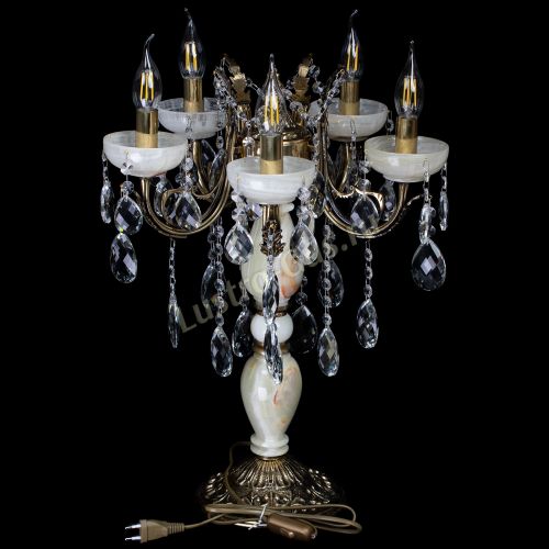 Настольная лампа Антик №5 с камнем в Новосибирске Гусь Хрустальный