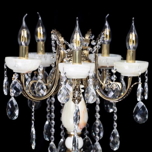 Настольная лампа Антик №5 с камнем в Новосибирске Гусь Хрустальный