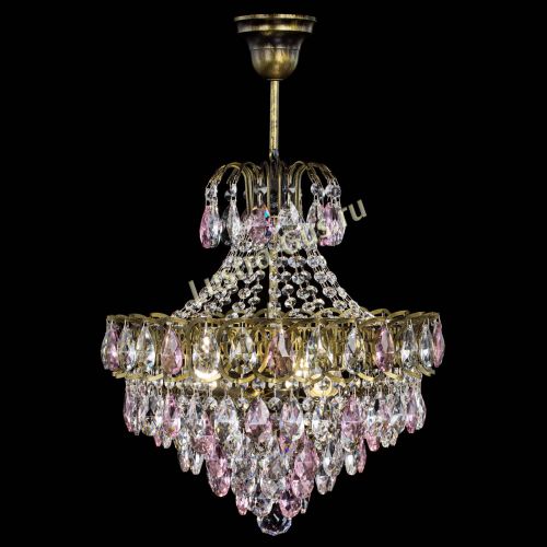 Люстра Грация с подвесом под бронзу Розовая в Новосибирске Гусь Хрустальный