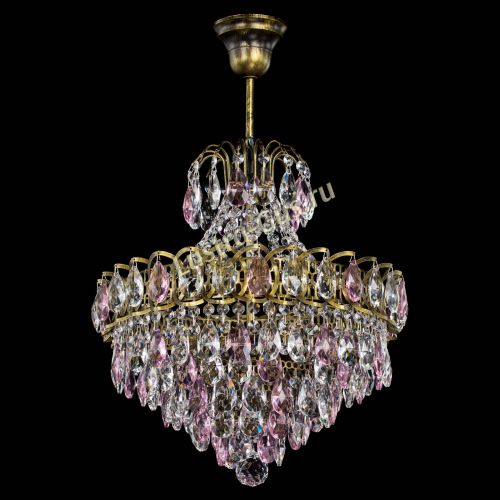 Люстра Грация с подвесом под бронзу Розовая в Новосибирске Гусь Хрустальный