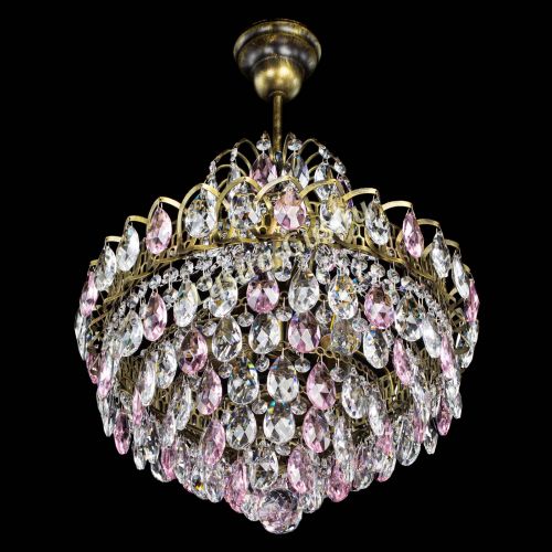 Люстра Грация с подвесом под бронзу Розовая в Новосибирске Гусь Хрустальный