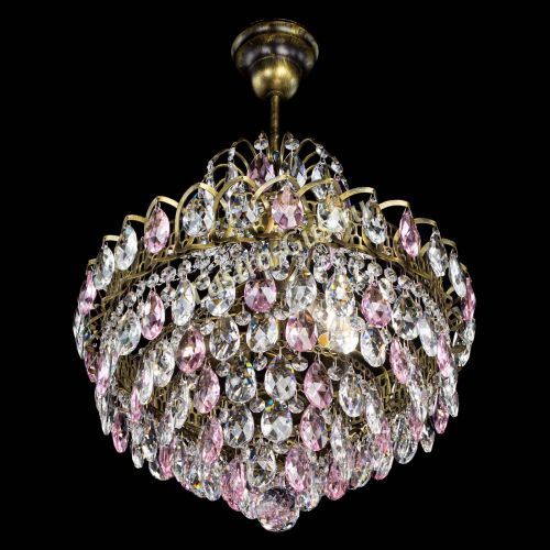 Люстра Грация с подвесом под бронзу Розовая в Новосибирске Гусь Хрустальный