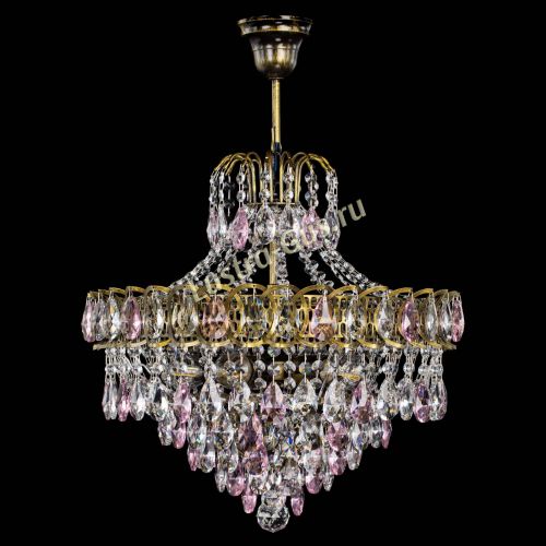 Люстра Грация №5 с подвесом под бронзу Розовая в Новосибирске Гусь Хрустальный