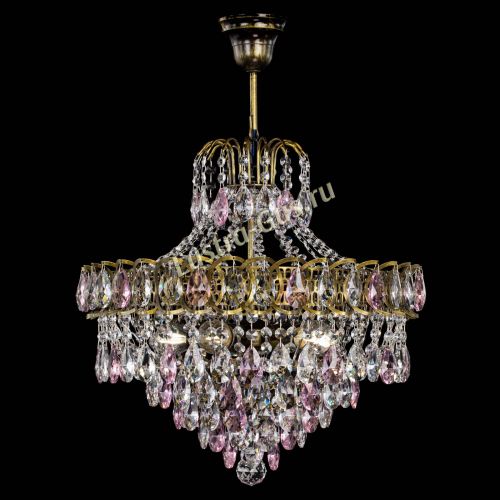 Люстра Грация №5 с подвесом под бронзу Розовая в Новосибирске Гусь Хрустальный