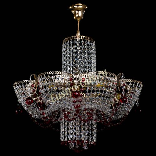 Люстра Камея №6 подвесная красная в Новосибирске Гусь Хрустальный