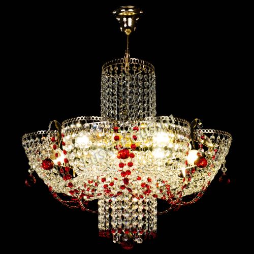 Люстра Камея №6 подвесная красная в Новосибирске Гусь Хрустальный
