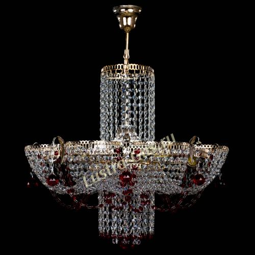 Люстра Камея №6 подвесная красная в Новосибирске Гусь Хрустальный