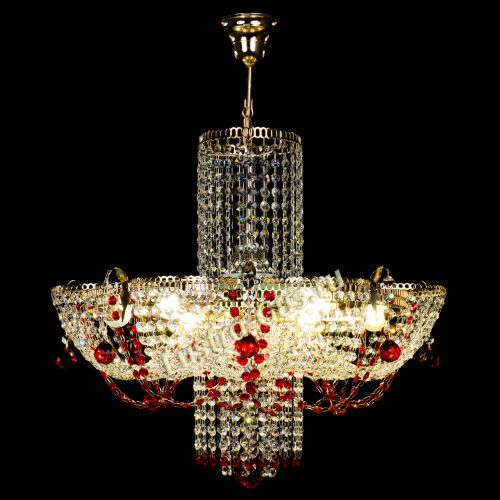 Люстра Камея №6 подвесная красная в Новосибирске Гусь Хрустальный
