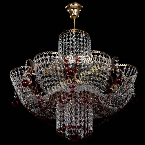Люстра Камея №6 подвесная красная в Новосибирске Гусь Хрустальный
