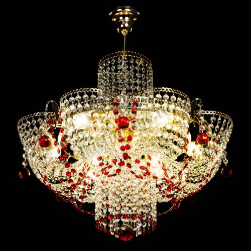 Люстра Камея №6 подвесная красная в Новосибирске Гусь Хрустальный