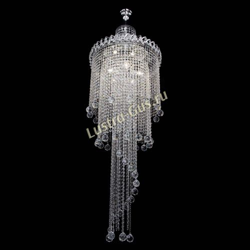 Люстра Водопад длинный с подвесом  в Новосибирске Гусь Хрустальный