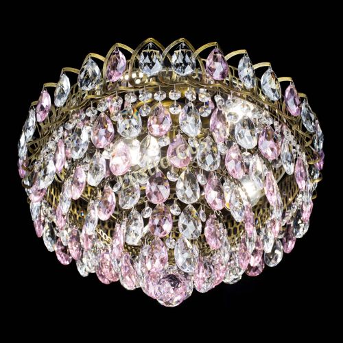 Люстра Грация №1 под бронзу розовая в Новосибирске Гусь Хрустальный