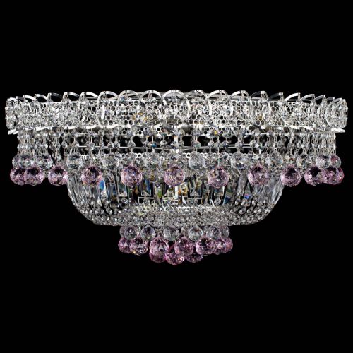 Люстра Хрустальный каскад №3 Шар розовая в Новосибирске Гусь Хрустальный