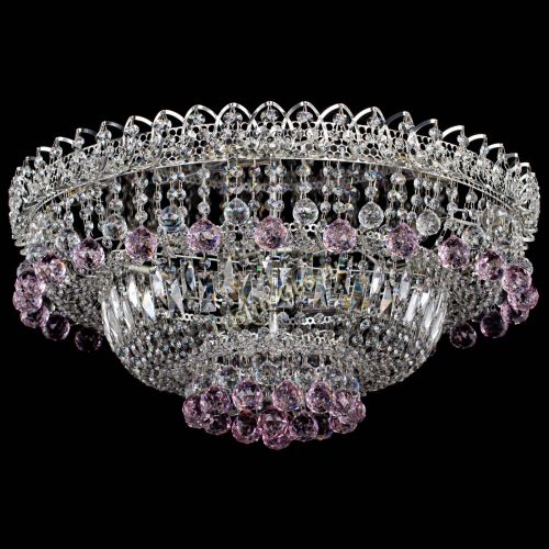 Люстра Хрустальный каскад №3 Шар розовая в Новосибирске Гусь Хрустальный