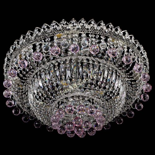 Люстра Хрустальный каскад №3 Шар розовая в Новосибирске Гусь Хрустальный