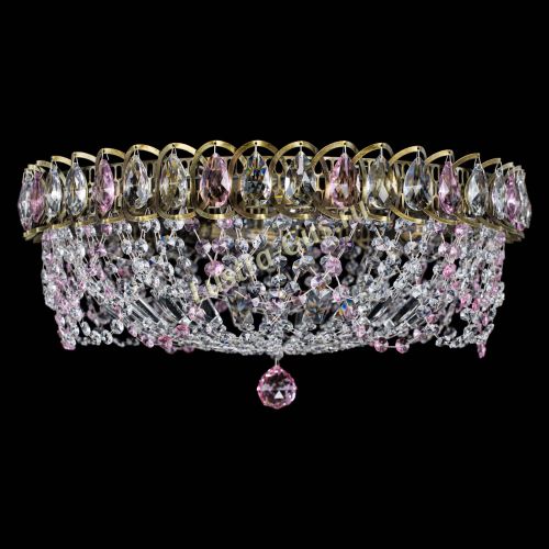 Люстра Хрустальный Каскад Ажур под бронзу Розовая в Новосибирске Гусь Хрустальный