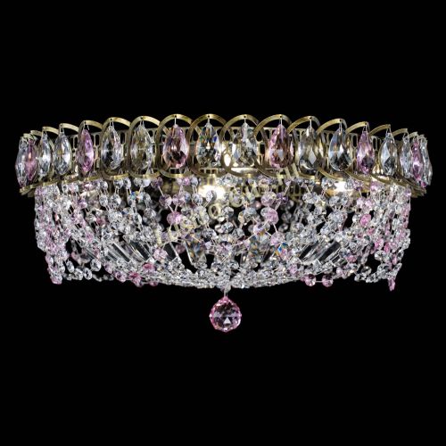 Люстра Хрустальный Каскад Ажур под бронзу Розовая в Новосибирске Гусь Хрустальный