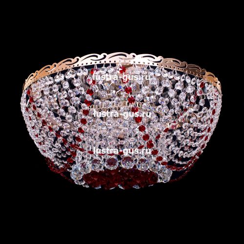 Люстра Анжелика 6 ламп + низ красная в Новосибирске Гусь Хрустальный