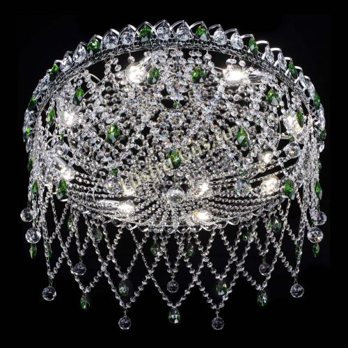 Люстра Паутинка зеленая в Новосибирске Гусь Хрустальный