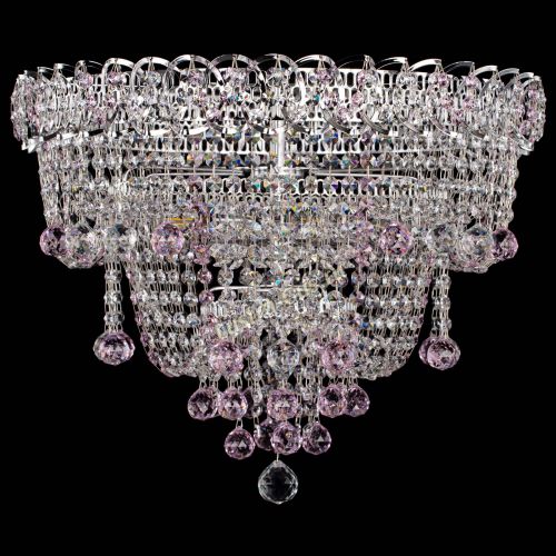 Люстра Водопад Софья розовая в Новосибирске Гусь Хрустальный