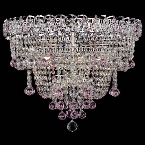 Люстра Водопад Софья розовая в Новосибирске Гусь Хрустальный